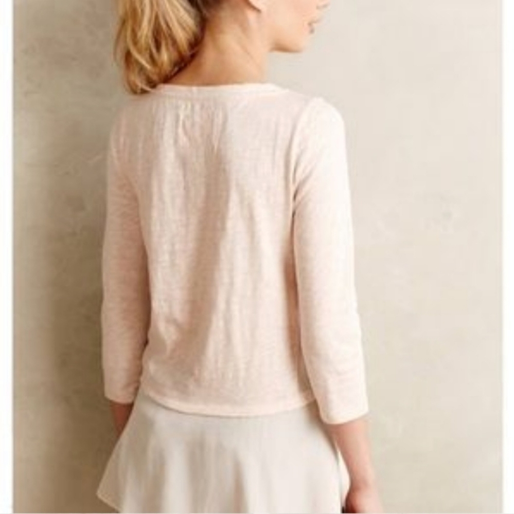 Meadow Rue Anthropologie Melia Blush Peplum Blouse Large - Picture 7 of 14